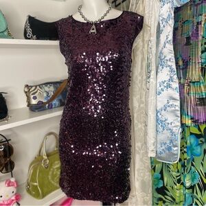Y2K Eggplant Sequin Dress